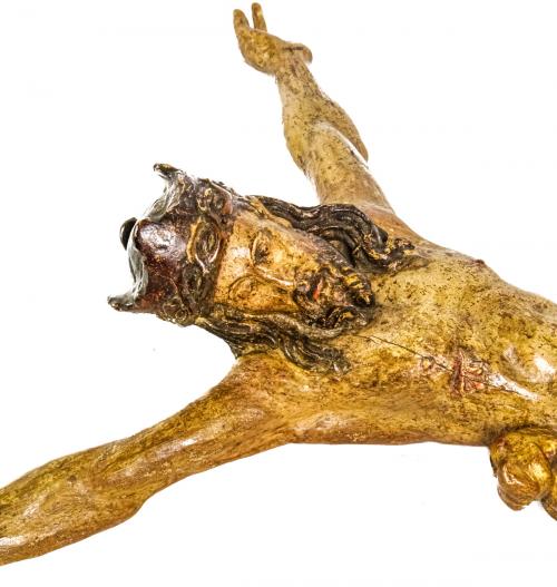 CRISTO DE MADERA TALLADA Y POLICROMADA DEL SIGLO XIX