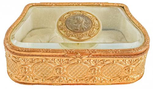CAJA JOYERO FRANCESA DE METAL DORADO