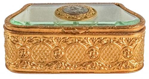 CAJA JOYERO FRANCESA DE METAL DORADO