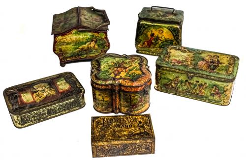 SEIS CAJAS EN HOJALATA DEL PRIMER TERCIO DEL S.XX