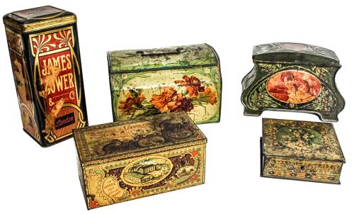 CINCO CAJAS DE HOJALATA DEL PRIMER TERCIO DEL S.XX