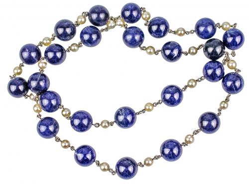 COLLAR DE SODALITA Y PERLAS