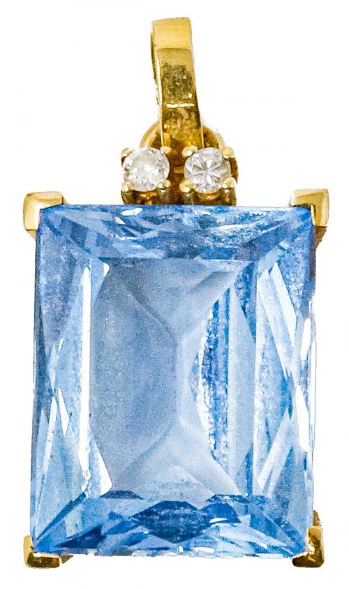 COLGANTE CON ESPINELA AZUL Y BRILLANTES