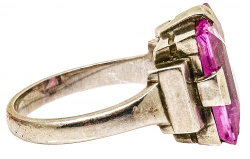 ANILLO CON ZAFIRO ROSA, AÑOS 30-40