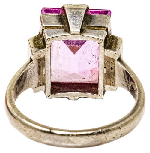 ANILLO CON ZAFIRO ROSA, AÑOS 30-40