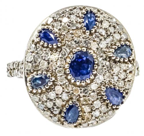 ANILLO CON ZAFIROS Y BRILLANTES