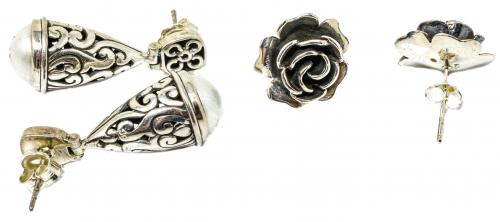 DOS PARES DE PENDIENTES DE PLATA