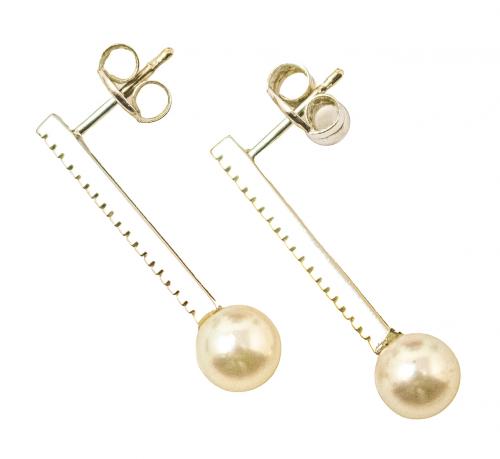 PENDIENTES LARGOS CON BRILLANTES Y PERLAS