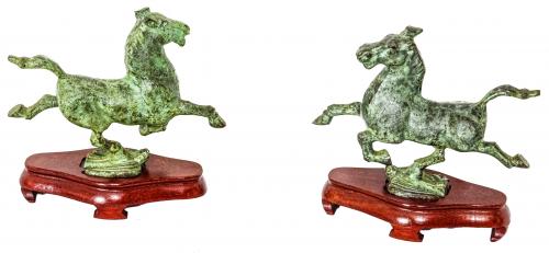 PAREJA DE CABALLOS DE BRONCE