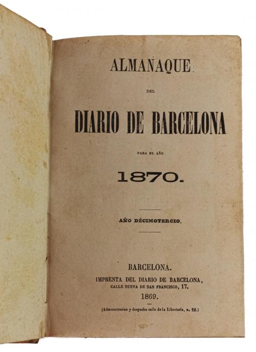 "ALMANAQUE DEL DIARIO DE BARCELONA"