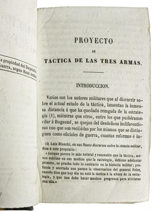 "EXTRACTO DEL PROYECTO DE TÁCTICA DE LAS TRES ARMAS"