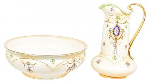 JARRA Y JOIFAINA EN PORCELANA INGLESA DE FINALES DEL S.XIX