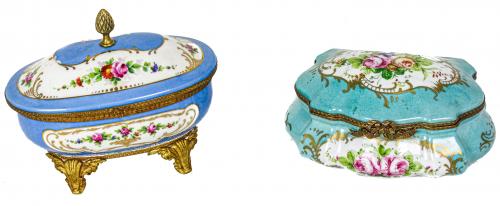 DOS CAJAS DE PORCELANA DE FRANCESA DE LA 1ª MITAD DE S.XX