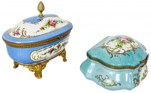 DOS CAJAS DE PORCELANA DE FRANCESA DE LA 1ª MITAD DE S.XX