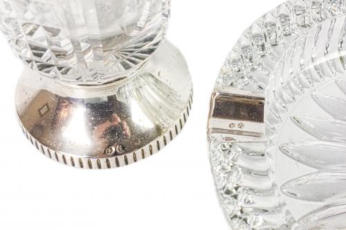JARRÓN Y CENICERO EN CRISTAL 