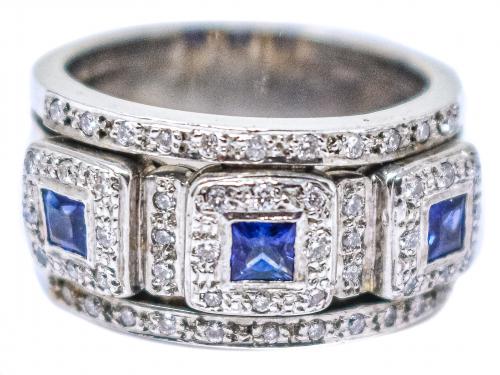 ANILLO CON ZAFIROS Y BRILLANTES