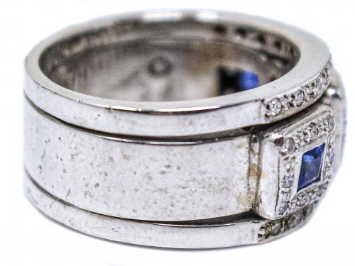 ANILLO CON ZAFIROS Y BRILLANTES