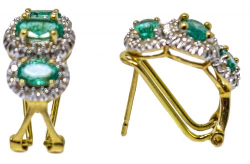 PENDIENTS ROSETONES CON ESMERALDAS Y BRILLANTES