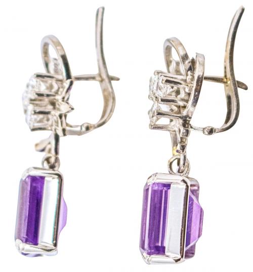 PENDIENTES LARGOS CON AMATISTAS Y BRILLANTES