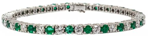 PULSERA RIVIERE CON BRILLATES Y ESMERALDAS