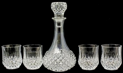 BOTELLA Y CUATRO VASOS EN CRISTAL