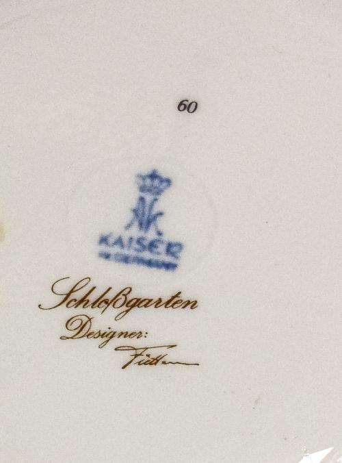 PLATO Y TIBOR EN PORCELANA ALEMANA "KAISER"