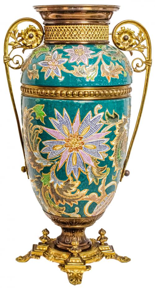GRAN JARRÓN EN PORCELANA FRANCESA DE FINALES S.XIX
