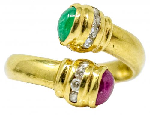 ANILLO CON ESMERALDA Y RUBÍ