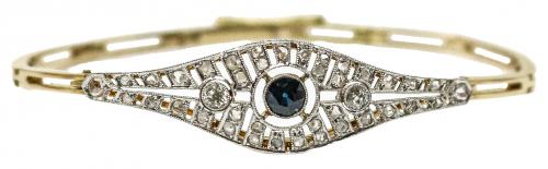 PULSERA CON ZAFIROS Y BRILLANTES DE PPS. DEL S.XX