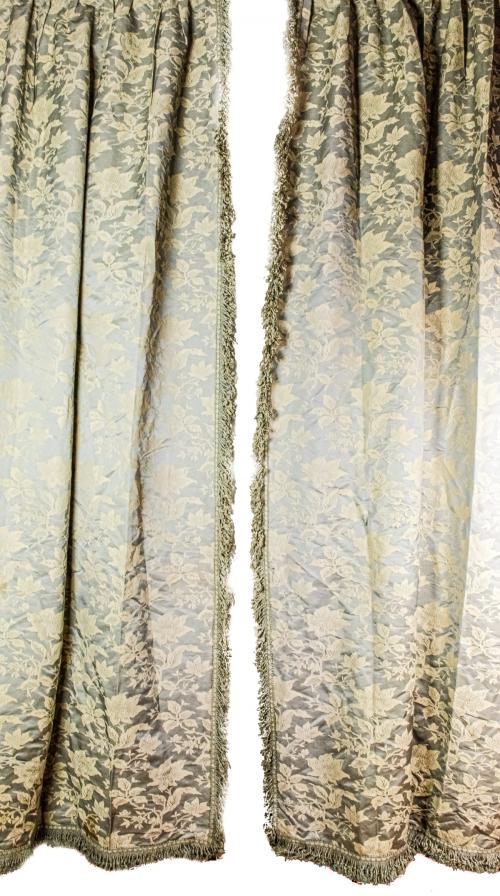 CORTINAS EN SEDA ADAMASCADA DE MEDIADOS DEL S.XX