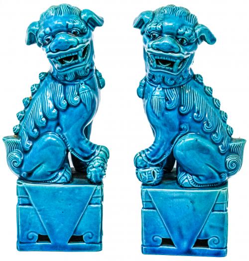 PAREJA DE PERROS FOO DE MEDIADOS DE SIGLO XX 