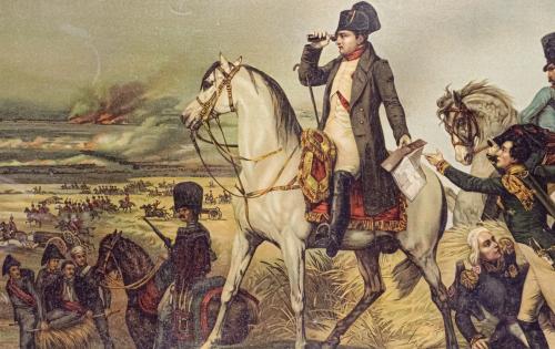 LÁMINA ENMARCADA "NAPOLEÓN OBSERVANDO EL CAMPO DE BATALLA"