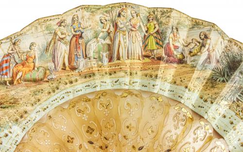 ABANICO DE ASTA Y PAPEL ESTAMPADO