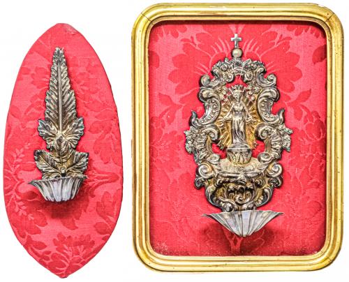 DOS BENDITERAS DE PLATA DE LOS SIGLOS XIX/XX