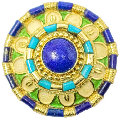 BROCHE CON ESMALTES Y LAPISLAZULI