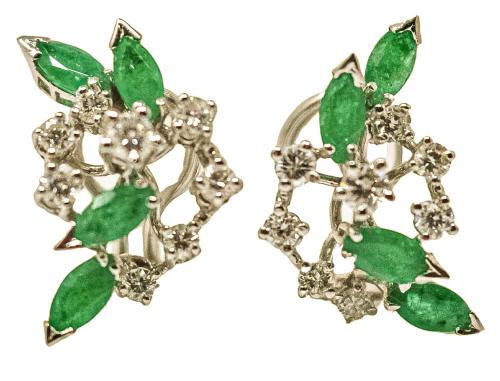 PENDIENTES CON ESMERALDAS Y BRILLANTES