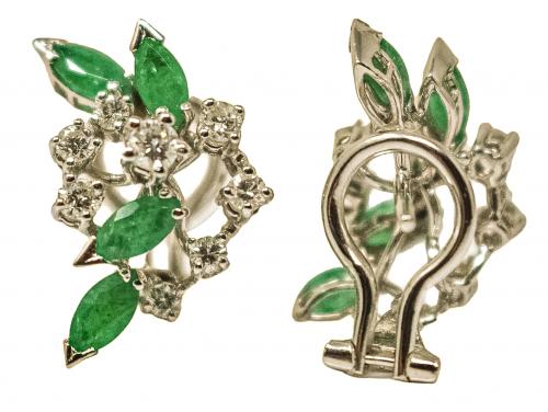 PENDIENTES CON ESMERALDAS Y BRILLANTES
