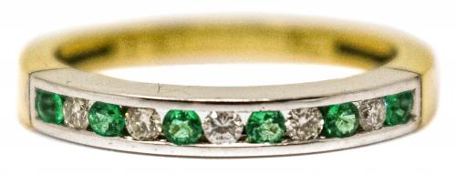 ANILLO MEDIA ALIANZA CON BRILLANTES Y ESMERALDAS