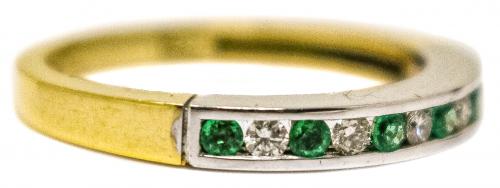 ANILLO MEDIA ALIANZA CON BRILLANTES Y ESMERALDAS