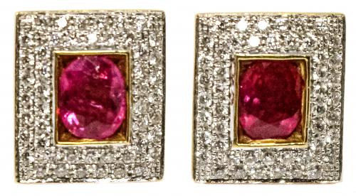 PENDIENTES CON RUBÍES Y BRILLANTES