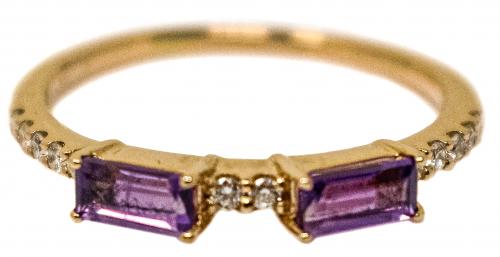 ANILLO CON AMATISTA Y BRILLANTES
