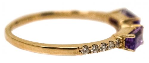 ANILLO CON AMATISTA Y BRILLANTES