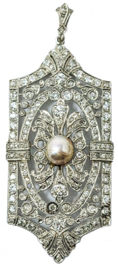 COLGANTE BROCHE CON DIAMANTES DE PPS. DEL S.XX