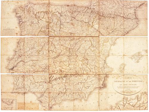 MAPA DE ESPAÑA Y POTRUGAL CIRCA 1799
