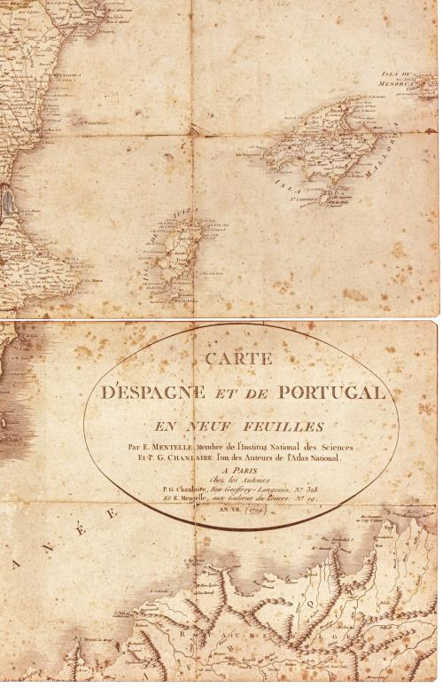 MAPA DE ESPAÑA Y POTRUGAL CIRCA 1799