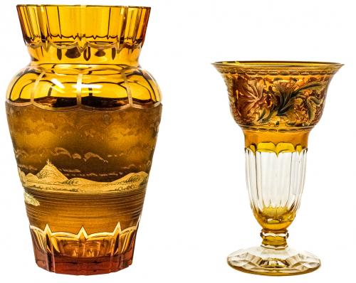 DOS JARRONES DE CRISTAL DE BOHEMIA
