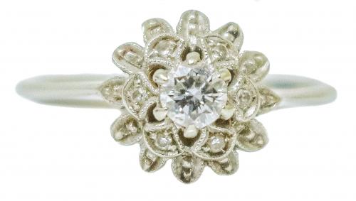ANILLO ROSETÓN CON BRILLANTES AÑOS 70