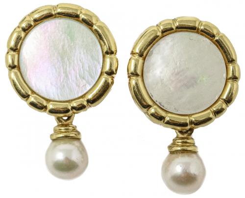 PENDIENTES CON NÁCAR Y PERLAS AÑOS 80