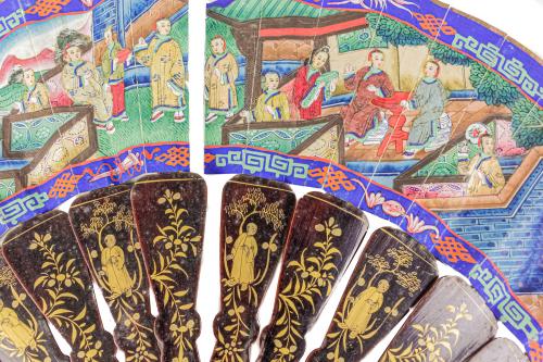 ABANICO ORIENTAL "MIL CARAS" DE FINALES S.XIX