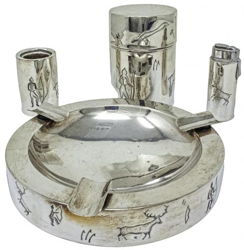CONJUNTO DE FUMADOR EN PLATA DE LOS AÑOS 70/80